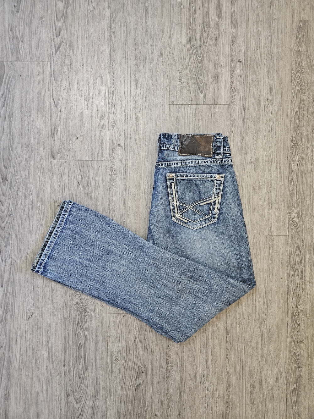 Rock&Roll Cowboy 34x34 Bootcut Light Blue Denim Jeans with Contrast Back Pockets